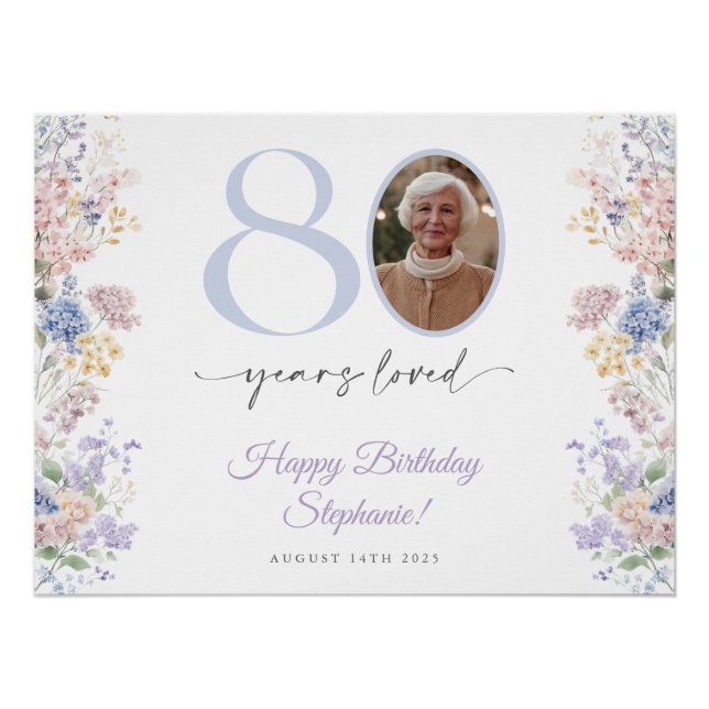 Frühjahr Wildblume Foto 80. Geburtstag Begrüßungsz Poster (Vorderseite)