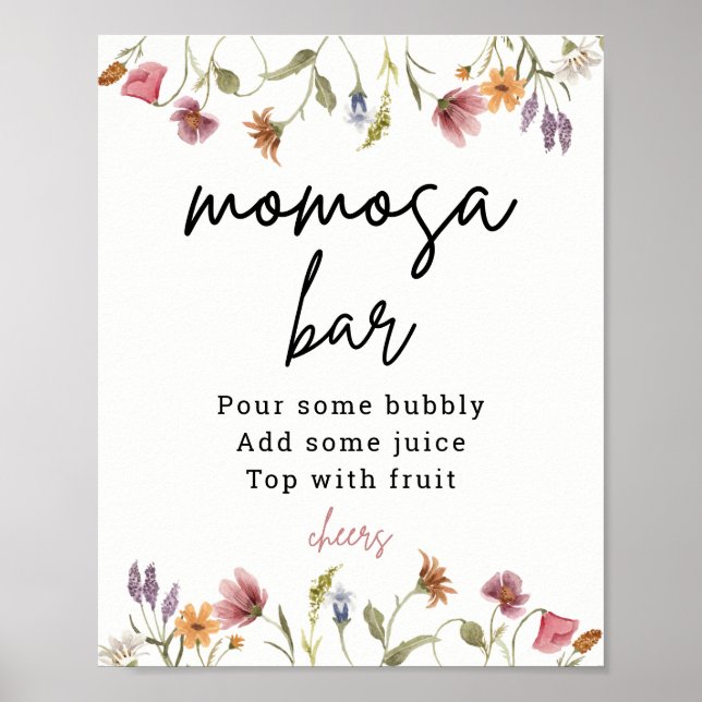 Frühjahr Wildblume Kinderdusche Momosa Bar Zeichen Poster (Vorne)
