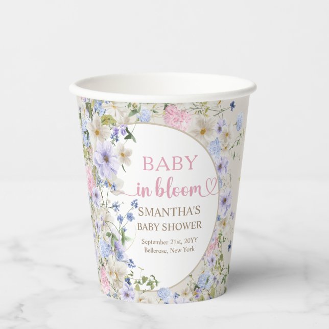 Frühjahr-Wildblume Meadow Garden Babydusche Pappbecher (Vorderseite)