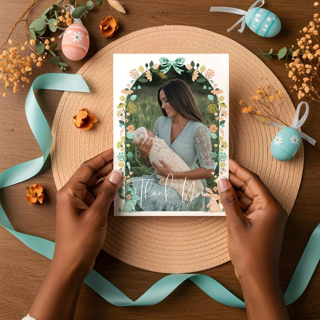 Frühjahr Wildblume Ostersonnendusche Dankeskarte (Spring Wildflower Easter Bunny Baby Shower Thank You Card)