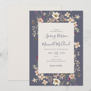Frühjahr-Wildblume Rahmen Lila Lässige Hochzeit Einladung