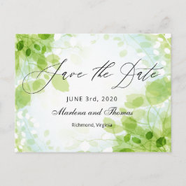 Frühjahrs-Blätter WasserfarbenWedding Save the Dat Ankündigungspostkarte