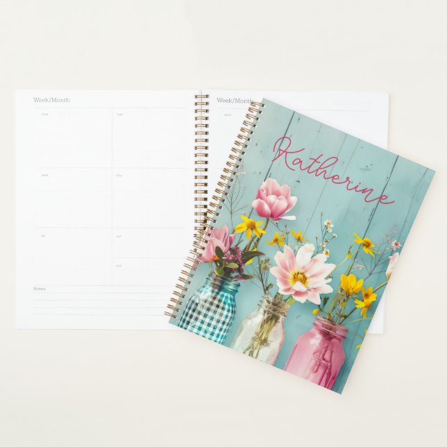 Frühjahrs-Blume-Design mit Namen Planer (Anzeige)
