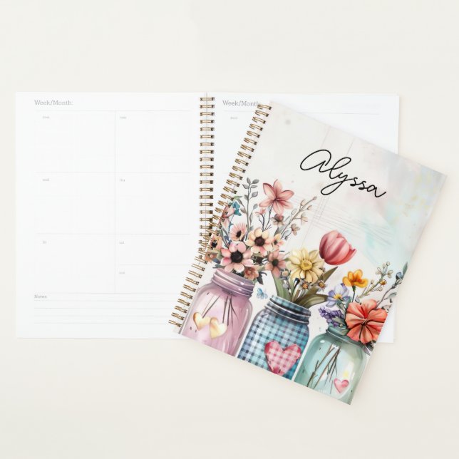 Frühjahrs-Blume-Design mit Namen Planer (Anzeige)