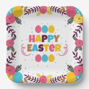 Frühjahrs-Blumen-Ostern-Papierteller Pappteller