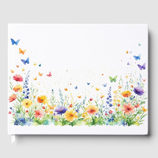 Frühjahrs-Blumengarten Butterflies Hochzeit Gästebuch (Vorderseite)