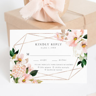 Frühjahrs-Blush-Blumen-Menü-Auswahl-RSVP-Karte RSVP Karte