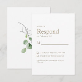 Frühjahrs-Botanisches Weißes Gold-Text Hochzeit RS RSVP Karte