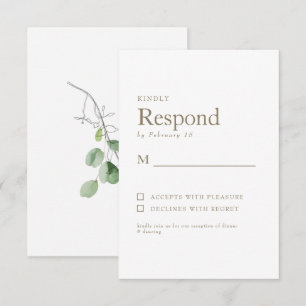 Frühjahrs-Botanisches Weißes Gold-Text Hochzeit RS RSVP Karte
