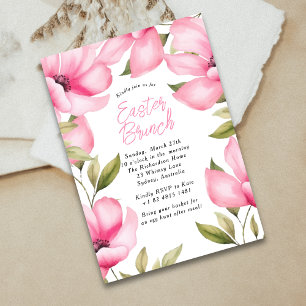 Frühjahrs-Brunch-Ostern-Rosa-Blumen-Party Einladung