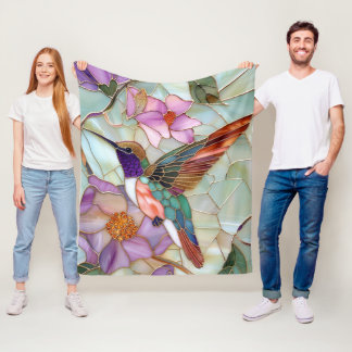 Frühjahrs-Buntglas-Kolibri-Decke Fleecedecke