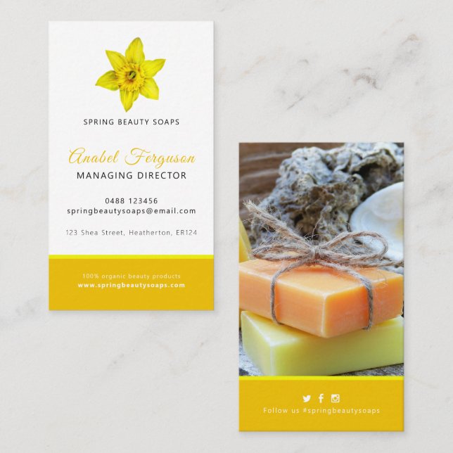 Frühjahrs-daffodische Firmenkarte Foto Visitenkarte (Vorne/Hinten)