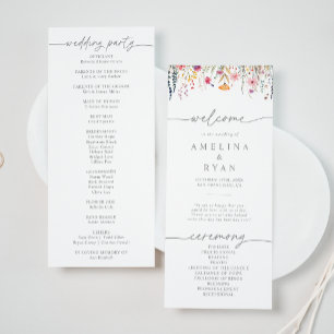 Frühjahrs Farbige Wildblumen Hochzeitsprogramm Programm