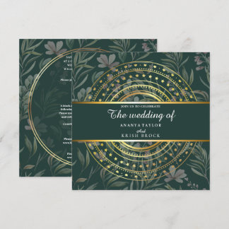 Frühjahrs-Grün- und Goldhochzeit Einladung