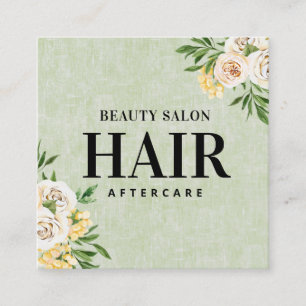 Frühjahrs-Grüne-Haare-Aftercare-Square-Visitenka Quadratische Visitenkarte