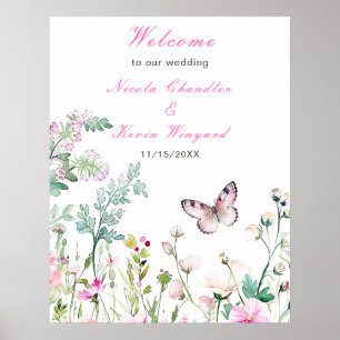Frühjahrs-Grünen-Schmetterling-Hochzeit Poster