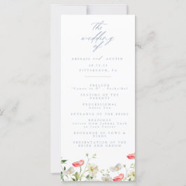 Frühjahrs-Hochzeitsprogramm für Peony Watercolor
