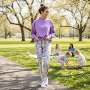 Frühjahrs-Karo-Leggings in Lavendel, Türkis und Ro Leggings