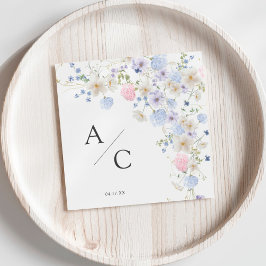 Frühjahrs-Lila und rosa Wildblumen Hochzeit Serviette