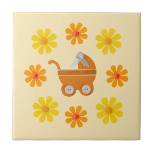 Frühjahrs-Orange-Babytrage, gelb, orange Blume Fliese