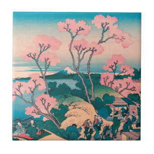 Frühjahrs-Picknick unter Kirschbaumblüten am Fuji Fliese