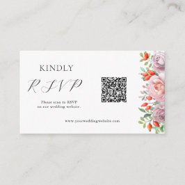 Frühjahrs-Rose Hochzeit QR-Code-UAWG Begleitkarte