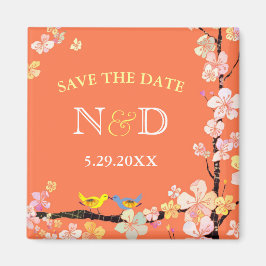 Frühjahrs-Vögel-Hinterhof Hochzeit speichern das D Magnet