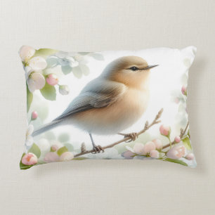 Frühjahrs-Vogel-Kirschblüten-Aquarell Dekokissen