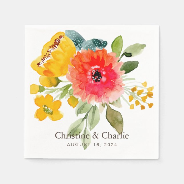 Frühjahrs-Wasserfarben-Hochzeit Serviette (Vorderseite)