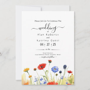 Frühjahrs-Wiesen-Wildblumen Hochzeitseinladung Einladung