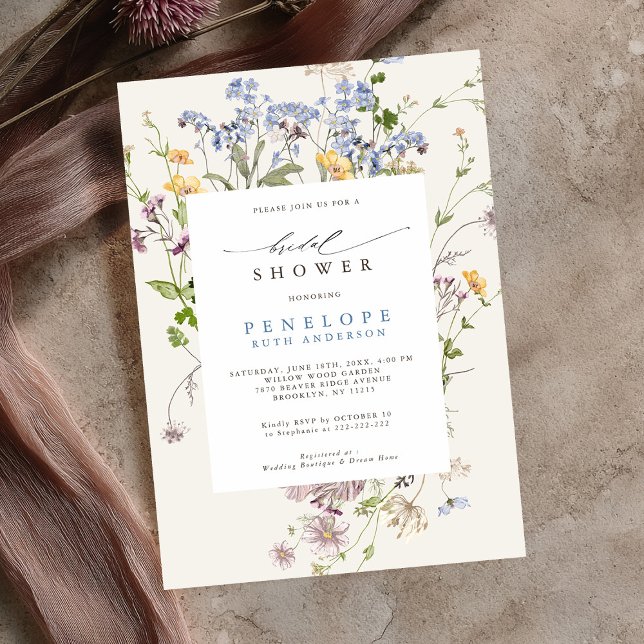 Frühjahrs-Wildblume Brautparty Meadow Garden Einladung (Spring Wildflower Meadow Garden Bridal Shower Invitation)