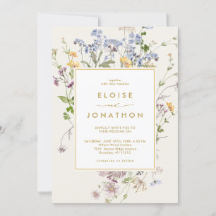 Frühjahrs-Wildblume: Details zum Gold-Hochzeit Einladung