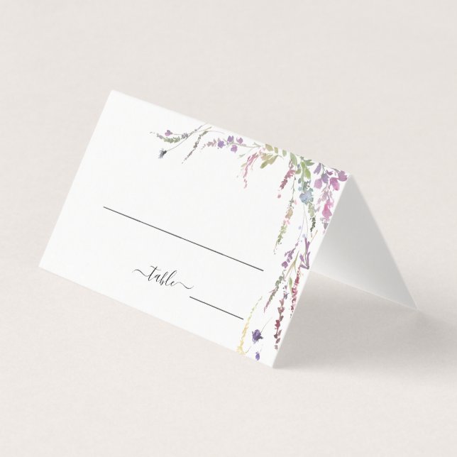 Frühjahrs-Wildblume Floral Hochzeit Platzkarte (Vorderseite)