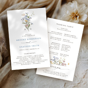 Frühjahrs-Wildblume-Hochzeitsprogramm "Meadow Gard