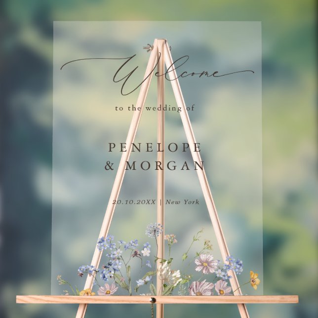 Frühjahrs-Wildblume Wiesen-Garten Hochzeit Willkom Acrylschild (Neutral)
