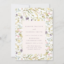 Frühjahrs-Wildblumen Wasserfarbrahmen Hochzeit Einladung