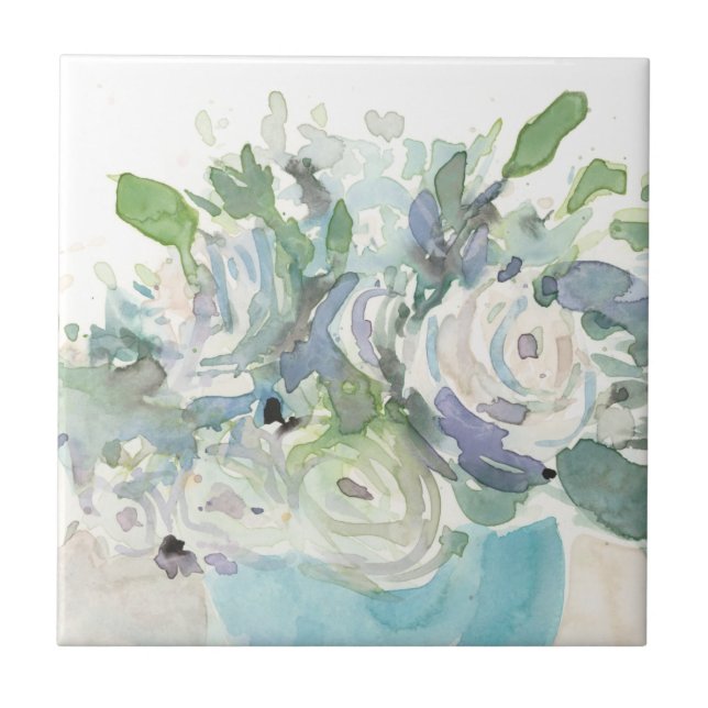 Frühjahrsanordnung - Aquarellbouquet Fliese (Vorderseite)