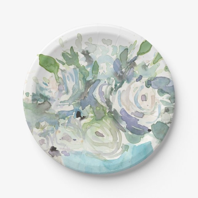 Frühjahrsanordnung - Aquarellbouquet Pappteller (Vorderseite)