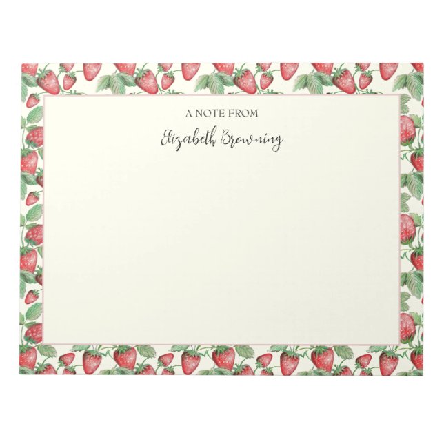 Frühjahrsbeeren HandIllustrierte Erdbeere Notizblock (Vorderseite)