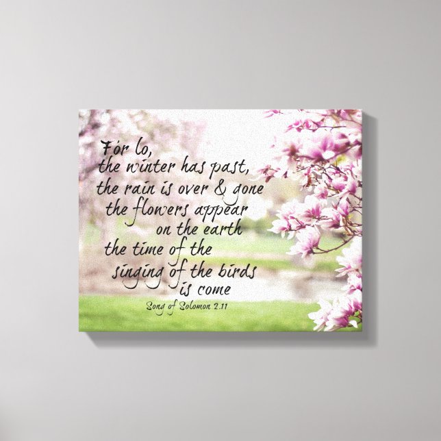 Frühjahrsbibel Verse mit Magnolien Bäumen Leinwanddruck (Vorderseite)