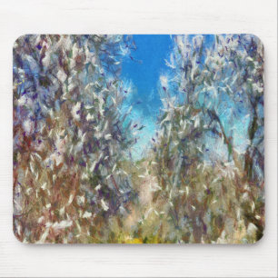 Frühjahrsblossom Almond Tree Pointillism Kunstwerk Mousepad