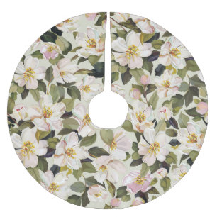 Frühjahrsblossom Baumzweige Muster Polyester Weihnachtsbaumdecke