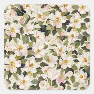 Frühjahrsblossom Baumzweige Muster Quadratischer Aufkleber