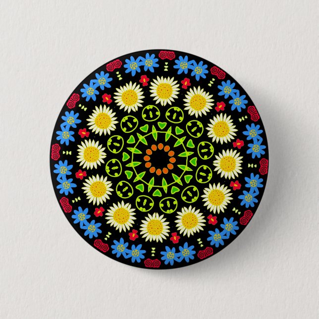 Frühjahrsblumen Kaleidoskop 04 Button (Vorderseite)
