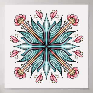 Frühjahrsblüten: geometrische Blüten Poster