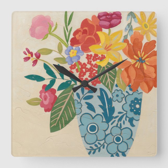 Frühjahrsblüten I Quadratische Wanduhr (Vorderseite)