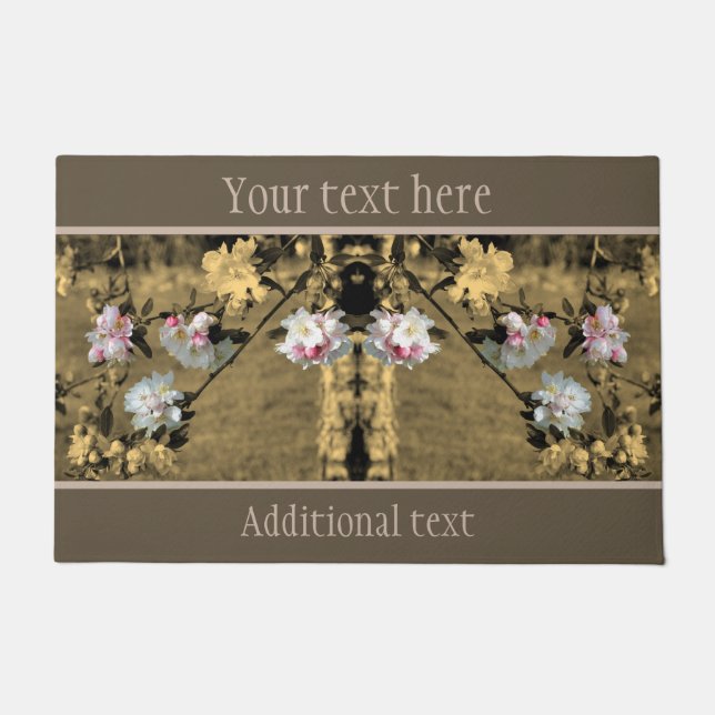 Frühjahrsblüten Sepia teilweise Farbe Personalisie Fußmatte (Vorderseite)