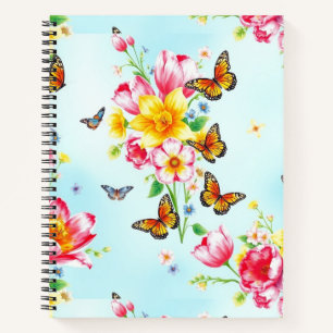 Frühjahrsblüten und Schmetterlinge Notizbuch