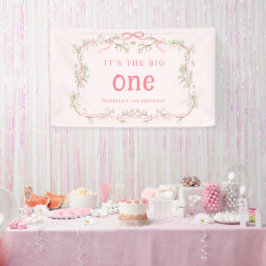Frühjahrsblütenrahmen 1. Geburtstag Rosa Banner
