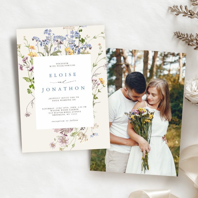 Frühjahrsfeier Wildblume Foto Meadow Garden Einladung (Spring Wildflower Meadow Garden Photo Wedding Invitation)